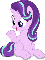Size: 3787x5000 | Tagged: safe, artist:dashiesparkle, starlight glimmer, pony, unicorn, the times they are a changeling, .svg available, absurd resolution, cute, female, glimmerbetes, mare, open mouth, simple background, sitting, solo, transparent background, underhoof, vector