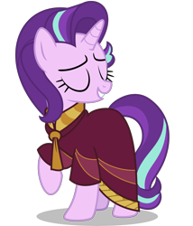 Size: 3500x4091 | Tagged: safe, artist:aeonkrow, starlight glimmer, pony, unicorn, road to friendship, absurd resolution, clothes, eyes closed, one leg raised, raised hoof, robe, simple background, solo, transparent background, vector