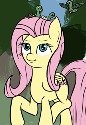 Size: 600x866 | Tagged: safe, artist:flutteriot, fluttershy, bird, pegasus, pony, nest, solo