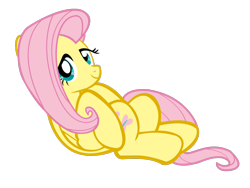 Size: 2400x1800 | Tagged: safe, artist:kuren247, fluttershy, pegasus, pony, cute, looking at you, on back, simple background, smiling, solo, transparent background, vector