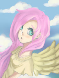 Size: 600x800 | Tagged: safe, artist:emmo3, fluttershy, human, humanized, solo, winged humanization