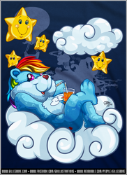 Size: 646x888 | Tagged: safe, artist:gbillustrations, derpibooru import, rainbow dash, pegasus, pony, care bears, crossover, solo, voice actor joke