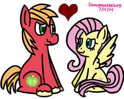 Size: 720x576 | Tagged: safe, artist:dansenhedgehog, big macintosh, fluttershy, earth pony, pegasus, pony, fluttermac, male, shipping, stallion, straight