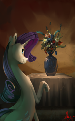 Size: 3093x5000 | Tagged: safe, artist:alumx, rarity, pony, unicorn, flower, solo, vase