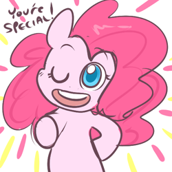 Size: 500x500 | Tagged: safe, artist:mt, pinkie pie, earth pony, pony, blatant lies, female, mare, pink coat, pink mane, solo