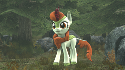 Size: 1920x1080 | Tagged: safe, artist:buddyboy131415, autumn blaze, kirin, pony, sounds of silence, 3d, forest, rock, solo, source filmmaker, tree