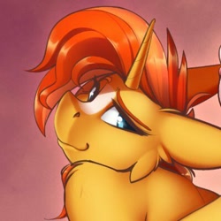 Size: 400x400 | Tagged: safe, artist:sugarlesspaints, sunburst, anthro, unicorn, art pack:valencuck'd day pack, cropped, looking back, male, smiling