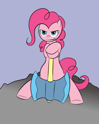 Size: 800x1000 | Tagged: safe, artist:kloudmutt, pinkie pie, earth pony, pony, axe, bipedal, solo, weapon