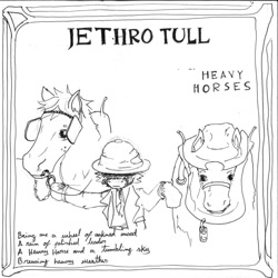 Size: 894x893 | Tagged: safe, artist:php64, applejack, big macintosh, earth pony, pony, album cover, harness, ian anderson, jethro tull, male, monochrome, ponified, ponified album cover, stallion, traditional art