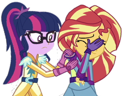 Size: 1394x1085 | Tagged: safe, editor:php77, sci-twi, sunset shimmer, twilight sparkle, equestria girls, friendship games, simple background, transparent background