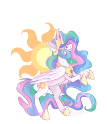 Size: 2400x2784 | Tagged: safe, artist:charellet, princess celestia, alicorn, pony, rearing, simple background, solo