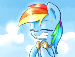 Size: 1280x960 | Tagged: safe, artist:artguydis, derpibooru import, rainbow dash, pegasus, pony, goggles, grin, solo