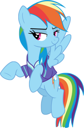 Size: 3781x5722 | Tagged: safe, artist:shutterflyeqd, derpibooru import, rainbow dash, pegasus, pony, the end in friend, bedroom eyes, buckball uniform, clothes, flirty, flying, simple background, solo, transparent background, vector