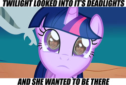 Size: 1280x858 | Tagged: safe, derpibooru import, twilight sparkle, human, deadlights, eyes, irl, irl human, it, justin bieber, photo, reflection, text, why