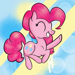 Size: 2048x2048 | Tagged: safe, artist:wellcookedfaces, pinkie pie, earth pony, pony, female, mare, pink coat, pink mane, simple background, solo