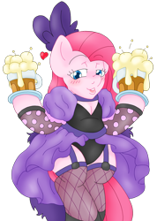 Size: 1390x1954 | Tagged: safe, artist:blackbewhite2k7, pinkie pie, earth pony, pony, semi-anthro, cider, commission, fishnet stockings, old west, pinkamena diane pie, saloon dress, saloon pinkie, simple background, transparent background, uncanny valley, vector, waitress, wide hips