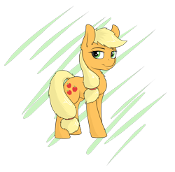 Size: 4012x3943 | Tagged: safe, artist:strachattack, applejack, earth pony, pony, blonde mane, female, mare, missing accessory, orange coat, solo