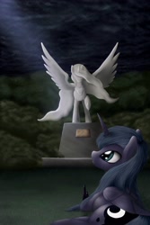 Size: 3444x5167 | Tagged: safe, artist:rameslack, princess celestia, princess luna, alicorn, pony, solo, statue