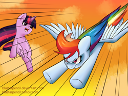 Size: 1600x1200 | Tagged: safe, artist:blustarpencil, derpibooru import, rainbow dash, twilight sparkle, twilight sparkle (alicorn), alicorn, pegasus, pony, female, mare