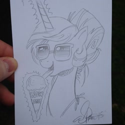 Size: 1024x1024 | Tagged: safe, artist:andypriceart, princess celestia, alicorn, pony, snowcone, solo, sunglasses, traditional art