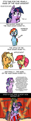 Size: 1290x4981 | Tagged: safe, artist:artiks, apple bloom, applejack, rainbow dash, starlight glimmer, twilight sparkle, twilight sparkle (alicorn), alicorn, earth pony, pegasus, pony, unicorn, arrogance, arrogant, bait and switch, blushing, carpet, comic, conceit, conceited, feather boa, i'm pancake, looking at you, medal, narcissism, red carpet, sin of pride, sin of vanity, sunglasses, twibitch sparkle, videogamedunkey