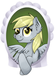 Size: 1024x1420 | Tagged: safe, artist:saturnstar14, derpy hooves, pegasus, pony, bust, cheek fluff, chest fluff, ear fluff, smiling, solo