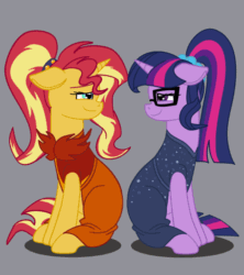 Size: 640x720 | Tagged: safe, alternate version, artist:verumtee, sci-twi, sunset shimmer, twilight sparkle, pony, unicorn, comic:night at the gala, series:sunlight horizons, animated, boop, cute, equestria girls ponified, eyes closed, female, gif, gift art, lesbian, looking at each other, mutual booping, noseboop, nuzzling, ponified, scitwishimmer, shimmerbetes, shipping, sidemouth, smiling, sunsetsparkle, twiabetes, unicorn sci-twi