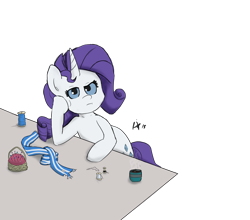 Size: 2000x1760 | Tagged: safe, artist:davierocket, rarity, pony, unicorn, clothes, pincushion, rarity is not amused, scarf, sewing, simple background, solo, thread, transparent background
