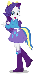Size: 5000x11000 | Tagged: safe, artist:caliazian, rarity, equestria girls, equestria girls (movie), absurd resolution, boots, canterlot high, clothes, helping twilight win the crown, looking at you, open mouth, pointing, raised leg, school spirit, simple background, skirt, solo, transparent background, vector, wondercolts, wondercolts uniform
