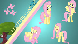 Size: 1920x1080 | Tagged: safe, discord, fluttershy, pegasus, pony, female, mare, pink mane, wallpaper, yellow coat