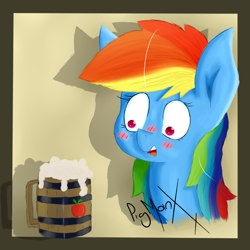 Size: 2500x2500 | Tagged: safe, artist:pigmanxx, derpibooru import, rainbow dash, pegasus, pony, apple cider, female, mare, solo, that pony sure does love cider