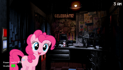 Size: 1254x712 | Tagged: safe, pinkie pie, earth pony, pony, bonniepie, crossover, female, five nights at aj's, mare, pink coat, pink mane