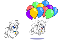 Size: 1200x800 | Tagged: safe, artist:marcusmaximus, princess sparkle, fluffy pony, balloon, fluffy pony original art, princess sparkle fluffy, solo