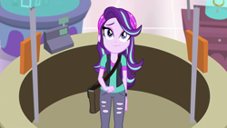 Size: 1920x1080 | Tagged: safe, screencap, starlight glimmer, equestria girls, mirror magic, spoiler:eqg specials, bag, beanie, clothes, cute, eyeshadow, female, glimmerbetes, hat, lidded eyes, looking at you, looking up, looking up at you, makeup, redemption, smiling, solo