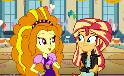 Size: 2840x1750 | Tagged: safe, artist:ktd1993, adagio dazzle, sunset shimmer, equestria girls, female, lesbian, shipping, sunsagio