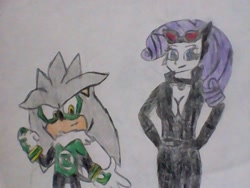 Size: 1024x768 | Tagged: safe, artist:brandonale, rarity, equestria girls, catwoman, clothes, cosplay, costume, crossover, dc comics, green lantern, silvarity, silver the hedgehog, sonic the hedgehog (series), traditional art