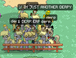 Size: 378x290 | Tagged: safe, derpy hooves, pony, derp, derpception, derpies, herd, multeity, pony town, unstoppable force of derp