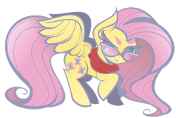 Size: 1280x862 | Tagged: safe, artist:euphoriapony, fluttershy, pegasus, pony, clothes, scarf, solo, sunglasses