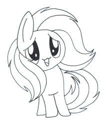 Size: 500x586 | Tagged: safe, artist:daieny, fluttershy, pegasus, pony, chibi, cute, fluffy, lineart, monochrome, pen, solo