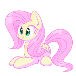 Size: 2000x2000 | Tagged: safe, artist:acersiii, fluttershy, pegasus, pony, cute, ear fluff, heart eyes, high res, prone, shyabetes, solo, wingding eyes