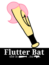 Size: 768x1024 | Tagged: safe, fluttershy, baseball bat, baseball bat pony, flutterbat, lol, pun, visual pun