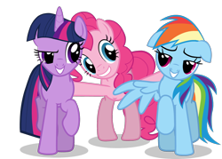 Size: 1776x1275 | Tagged: safe, derpibooru import, edit, pinkie pie, rainbow dash, twilight sparkle, earth pony, pegasus, pony, episode unknown, female, floppy ears, lesbian, shipping, simple background, transparent background, twinkie, vector