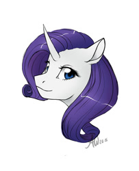 Size: 718x886 | Tagged: safe, artist:fairdahlia, rarity, pony, unicorn, bust, female, looking at you, mare, portrait, simple background, solo, white background