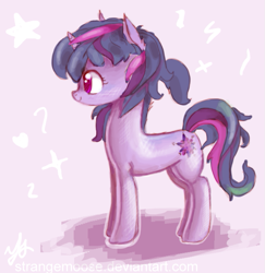 Size: 647x666 | Tagged: safe, artist:strangemoose, derpibooru import, twilight sparkle, alternate hairstyle, solo, stars