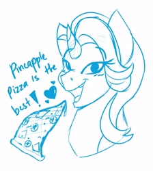 Size: 2893x3234 | Tagged: safe, artist:aidraws, starlight glimmer, pony, unicorn, blatant lies, dialogue, food, pineapple, pineapple pizza, pizza, pure unfiltered evil, solo, that pony sure does love pineapple pizza