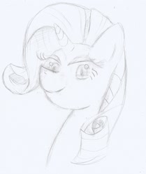 Size: 1637x1956 | Tagged: safe, artist:flutteriot, rarity, pony, unicorn, monochrome, pencil drawing, solo, traditional art