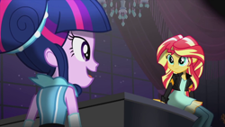 Size: 1280x720 | Tagged: safe, screencap, sunset shimmer, twilight sparkle, twilight sparkle (alicorn), alicorn, equestria girls, friendship through the ages, duo, piano