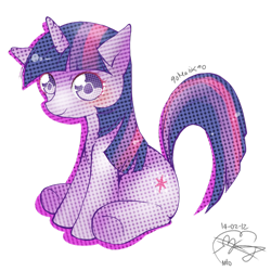 Size: 800x800 | Tagged: safe, artist:prllnce, derpibooru import, twilight sparkle, pony, unicorn, female, looking at you, mare, signature, simple background, sitting, smiling, solo, transparent background