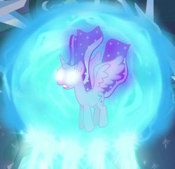 Size: 1024x992 | Tagged: safe, artist:mlp-lolada, edit, edited screencap, screencap, starlight glimmer, alicorn, pony, school raze, alicornified, glowing eyes, overpowered, race swap, show accurate, starlicorn, xk-class end-of-the-world scenario