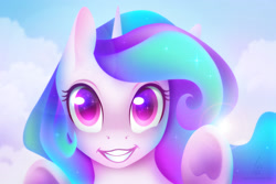 Size: 3000x2000 | Tagged: safe, artist:nekiw, princess celestia, alicorn, pony, bust, close-up, cute, cutelestia, full face view, looking at you, portrait, smiling, solo, underhoof